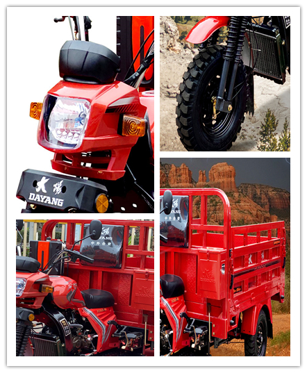 200cc Heavy Loading Motorized Cargo Tricycles with Open Body Type and 180 Brake Drums