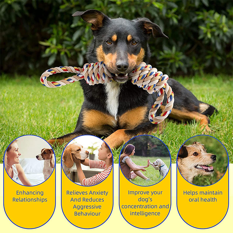 Dogs High Durable Rope Toy Large Interactive Bite Pet Knot Toy Colors Shows Long-lasting