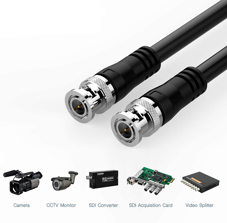 SDI Assembly Security CCTV Camera Coaxial Video Power BNC Jack Male Connector to BNC Cable