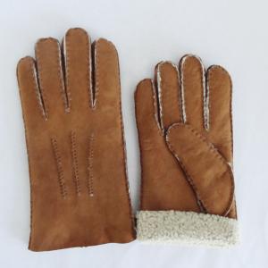 Quality Hand Sewing Fur Lined Sheepskin Men Merino Leather Gloves wholesale