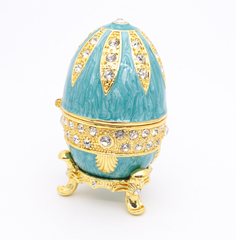 Russian Faberge Easter Egg Vintage Style Easter Egg Box Egg with Rich Enamel Sparkling Rhinestone Jewelry Trinket Box