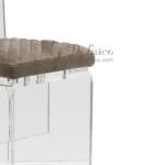 Modern Armless Clear Acrylic Bar Stools Bar Chair With Brown Leather Cushion