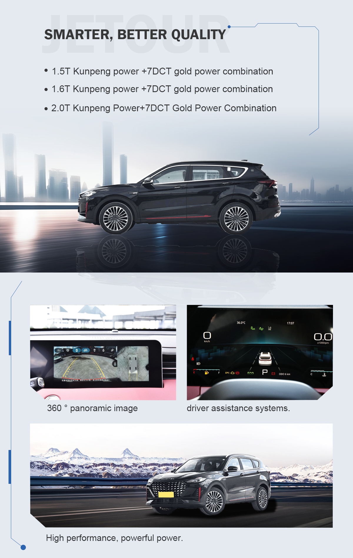 2024 Jetour X70 Plus High Speed 1.6T Turbo Petrol SUV Middle Size 5/7 Seats LHD Electric Steering System for LHD Vehicle