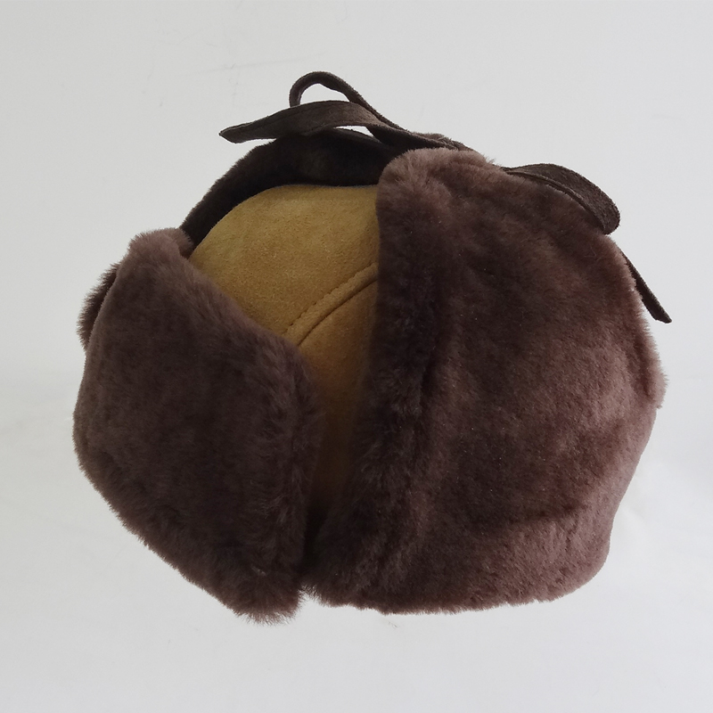 High quality double face shearling sheepskin boys winter hat