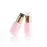 60ml Pink Round Cosmetic Lotion Bottle Electroplating Golden Pump