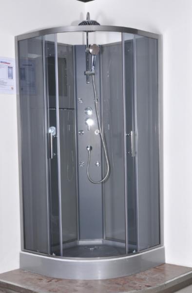 Quadrant Shower Cubicles 900 X 900 X 2250 MM Circle Grey ABS Tray Chrome