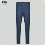 Grey Stretch Cotton Twill Work Trousers for Men's Business Formal Wear Slim Fit