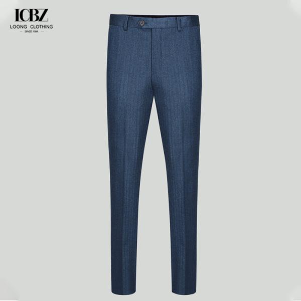 Grey Stretch Cotton Twill Work Trousers for Men's Business Formal Wear Slim Fit