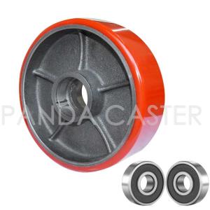 Quality 180mm 7 Inch Iron Core Polyurethane Pallet Truck Wheels replacement wholesale