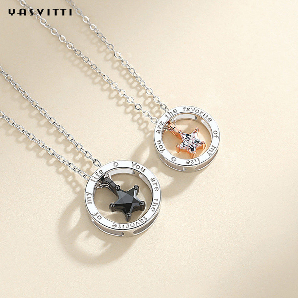 6.3in 316L SS Sterling Silver Jewelry Necklaces 1.3g Star Diamond Necklace
