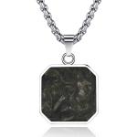 Custom Square Cross Bible Verse Necklace Forged Carbon Fiber Metal Necklace For