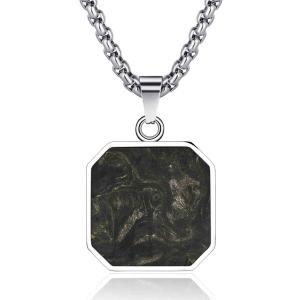 Quality Religious Forged Carbon Fiber Pendant Square Bible Verse Christian Cross Necklace For Men wholesale