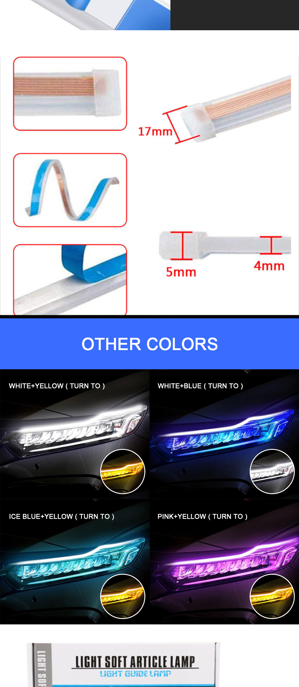 Neon Wire 30/45/60CM RGB Colorful Led Daytime Running Lamps Soft Article