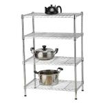 Chrome Powder Coated Metal Storage Wire Shelf 4 Tiers For Kitchen Restaurant