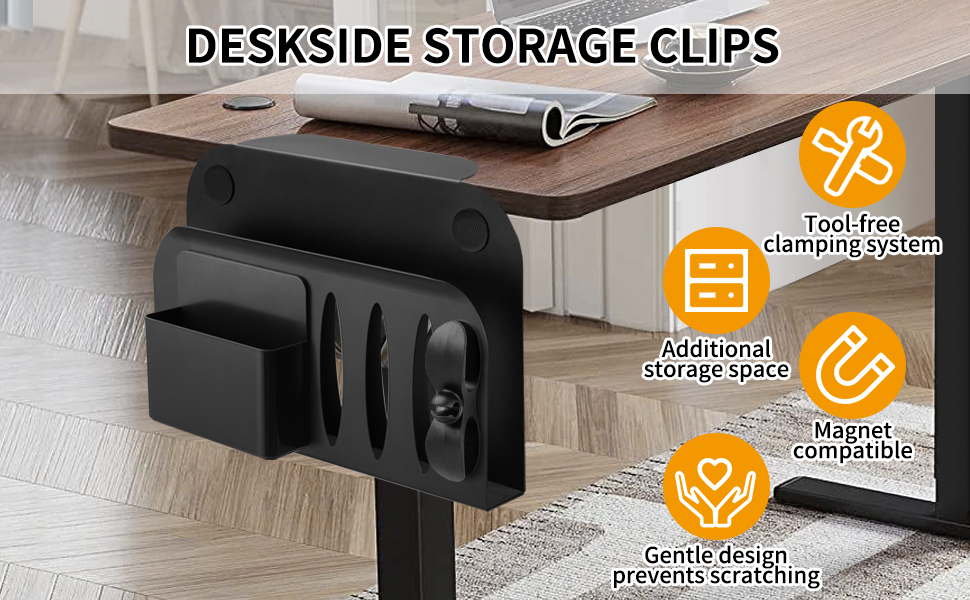 Clamp Mount Under Hanging Desk Organizer for Laptop Stand Tablet iPad books Holder