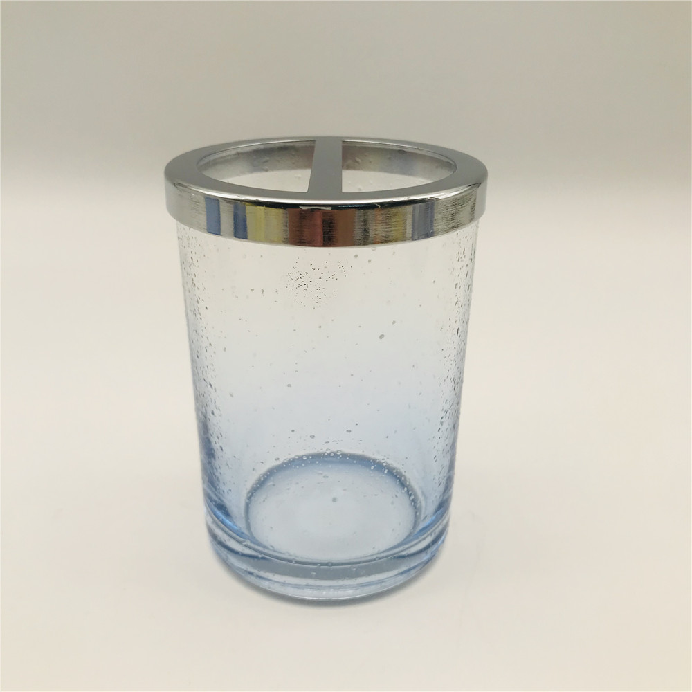 Ombre Blue Glass Bath Accessories Set For Home Hotel Bubble Effect