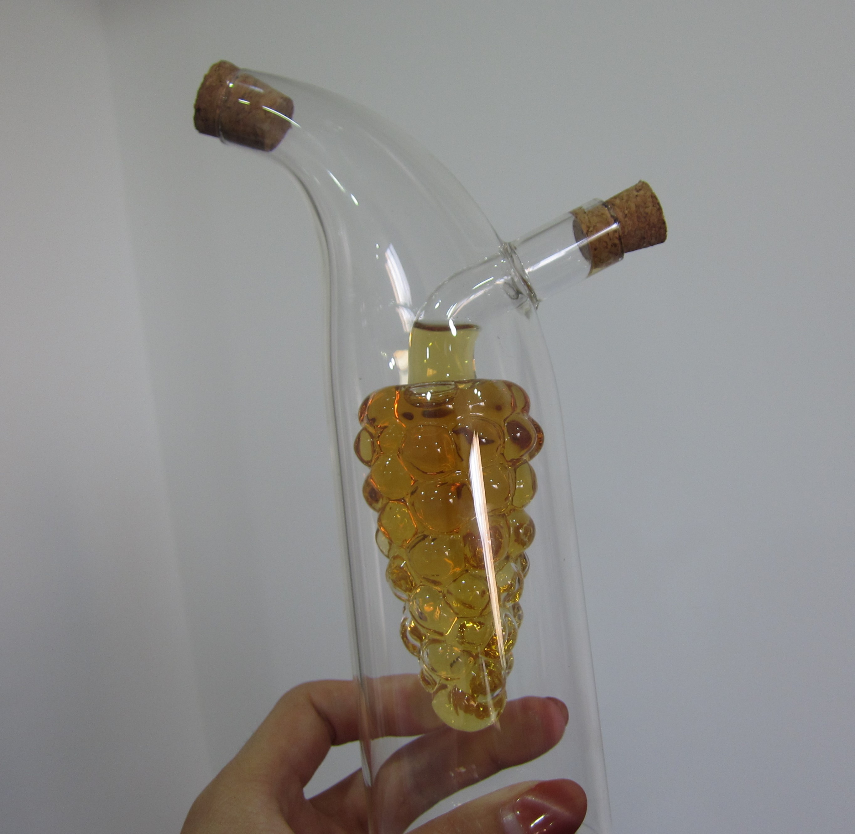 Double Layer Grape Shape Glass Canister With Lid For Oil