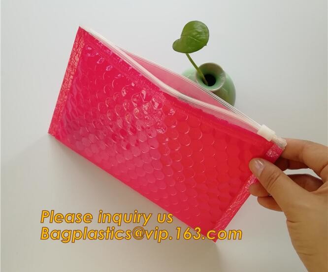 Cosmetic Pink Slider Padded Bag/Silver k Bag With Bubble,Padded Envelopes Cheap Aluminium Foil k Holographic