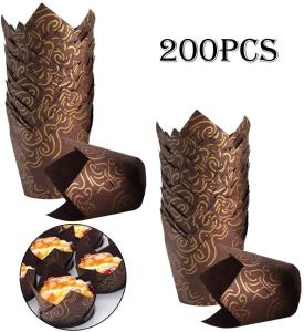 Quality Birthday Party Muffin Brown Mini Tulip Paper Cupcake Liners Greaseproof wholesale