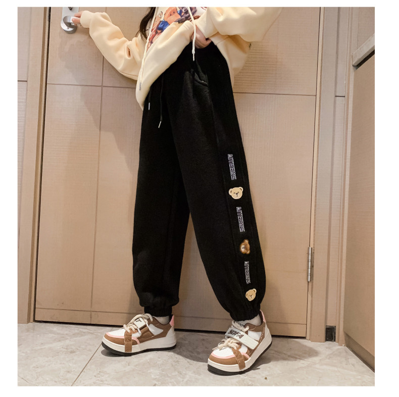 Children's suit thickened sports hoodie children's clothes autumn and winter trend cartoon girl warm two-piece set
