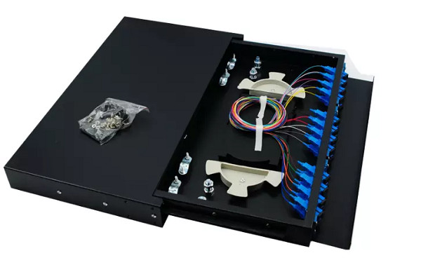 Drawer Custom Fiber Optic Cable Assemblies , 19 Inch 24 Port Fiber Rack Mount