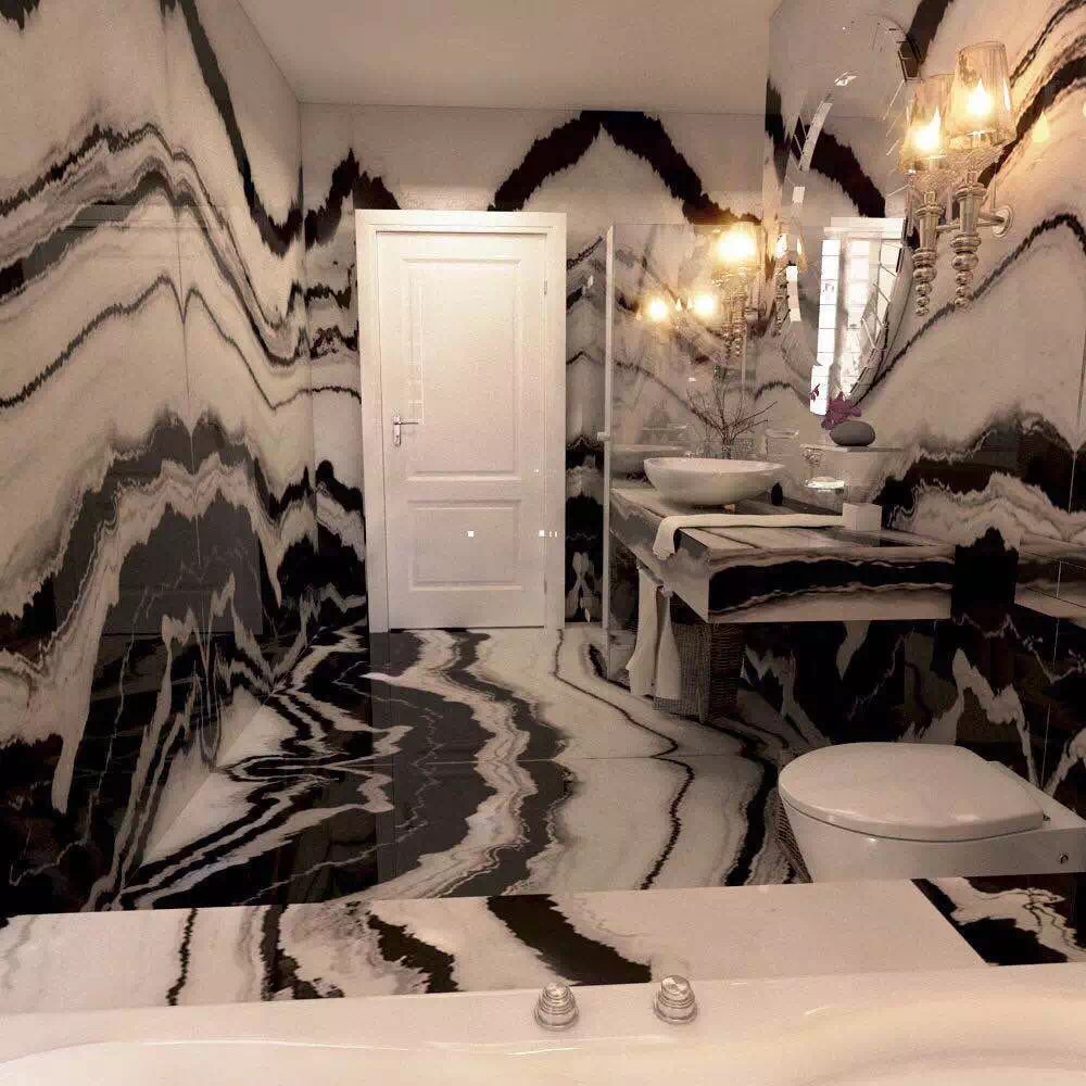 For bathroom luxury decor highly book match marble panda white