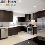 Dark Brown Solid Wood Kitchen Cabinets with Customized Color and Plywood Door