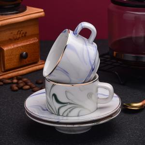 Quality 80ml Set Of 6 Nordic Marble Coffee Mugs Ceramic Tea Cups wholesale