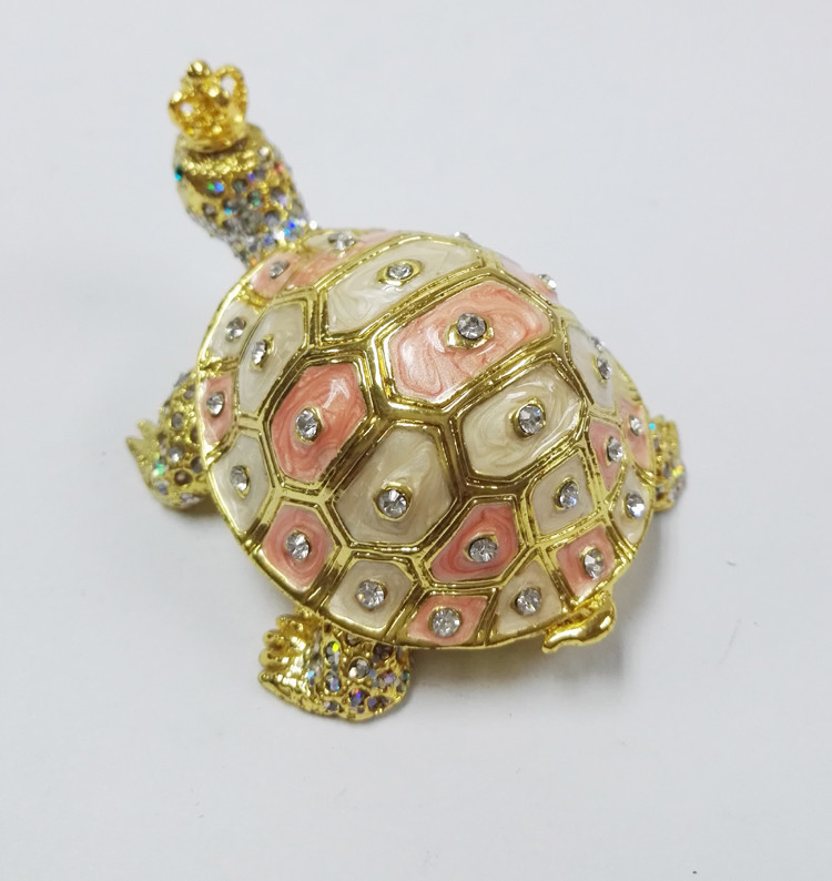 Fashion Wholesale Metal Crystal turtle trinket box Metal crown turtle trinket box