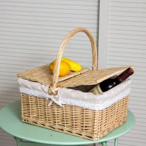 Quality Handmade Natural Willow Wicker Picnic Basket Cheap Lunch Bags Hot sale products Outdoor Lunch Basket wholesale