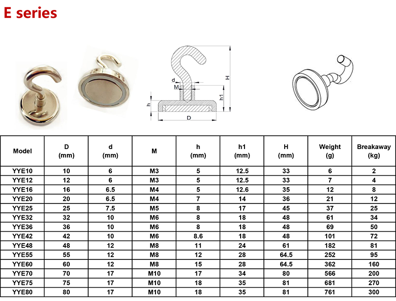 Heavy Duty Magnetic Hook N35 Neodymium Hook Magnet With Nickle Coating For Outdoor Use