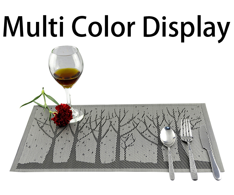 Desktop PVC Square Pressed Leaf Gold Leaves Place Mats for Kitchen and Dining Table