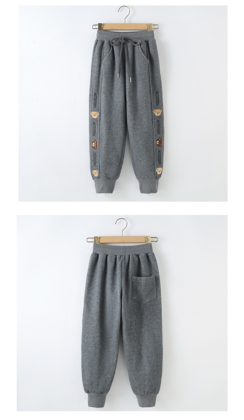 Leisure Thickened Warm Little Girls Clothes Slacks Bear Pattern Skin Friendly
