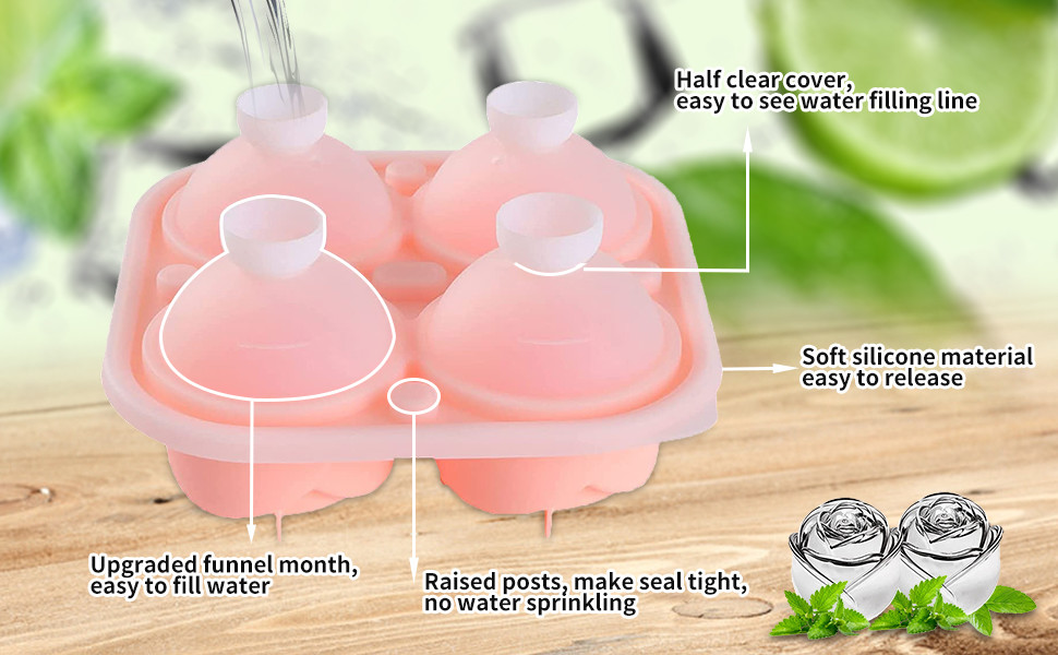 Silicone Rose Ice Cube Molds For Cocktails Whiskey XL Rose Flower Ice Cube Chocolate Soap Tray Mold Silicone Party Maker