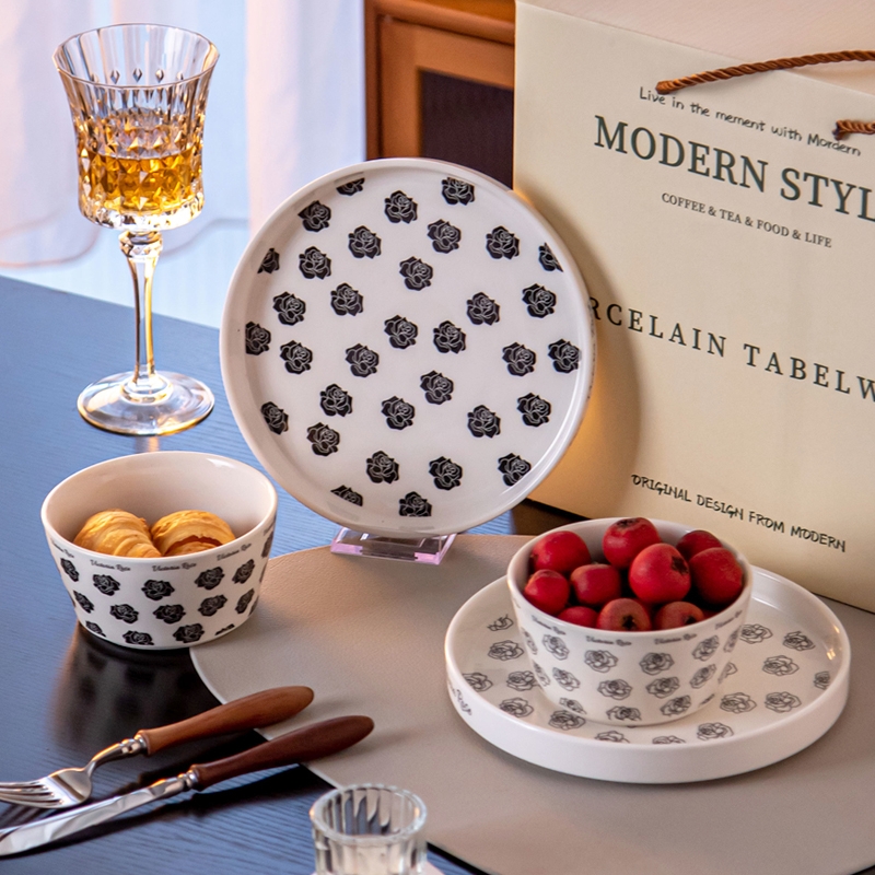 Modern 4 Porcelain Dinner Set Soup Plate Bowl Dish Cup Gift Sets For Moms Day