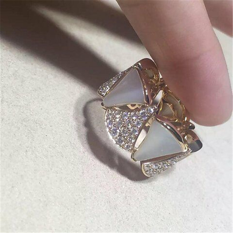 Luxury jewe factory divas' dream series ring 18k white gold yellow gold rose gold diamond fritillaria ring