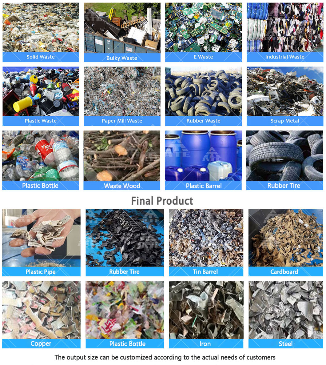 Hydraulic Scrap Double Shaft Waste Metal Steel Iron Recycling Waste Metal Shredder Machine for Sale