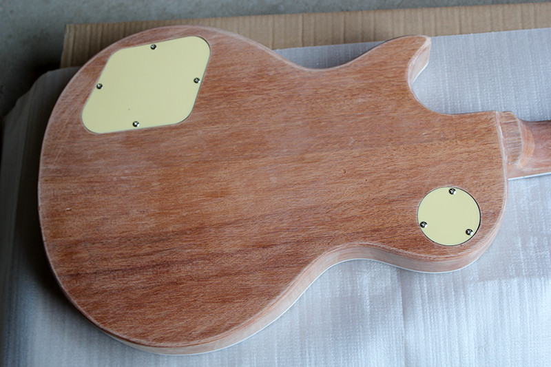 Custom LP Electric Guitar Kit(Parts) with Mahogany Body and Neck,Flame Maple Veneer,Carhrome Hardwes,DIY Guitar
