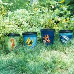 Round Flower Pot Metal Garden Ornaments Decorative Mediterranean Style