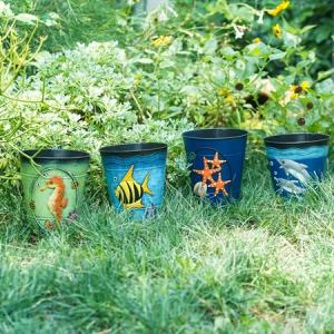 Quality Round Flower Pot Metal Garden Ornaments Decorative Mediterranean Style wholesale