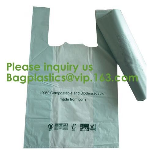 Heavy Duty Compostable T-shirt Handle Tie Plastic Roll Garbage Bags Trash Bags, t shirt carry bags, bagease, bagplastics