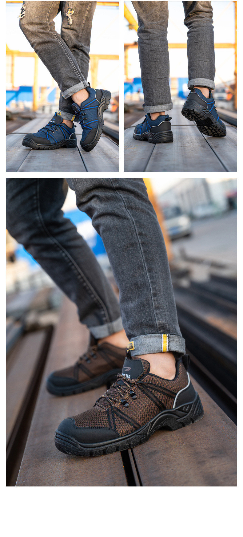 Summer Men'S Flying Knit Industrial Footwear Steel Plate Steel Toe Work Shoes