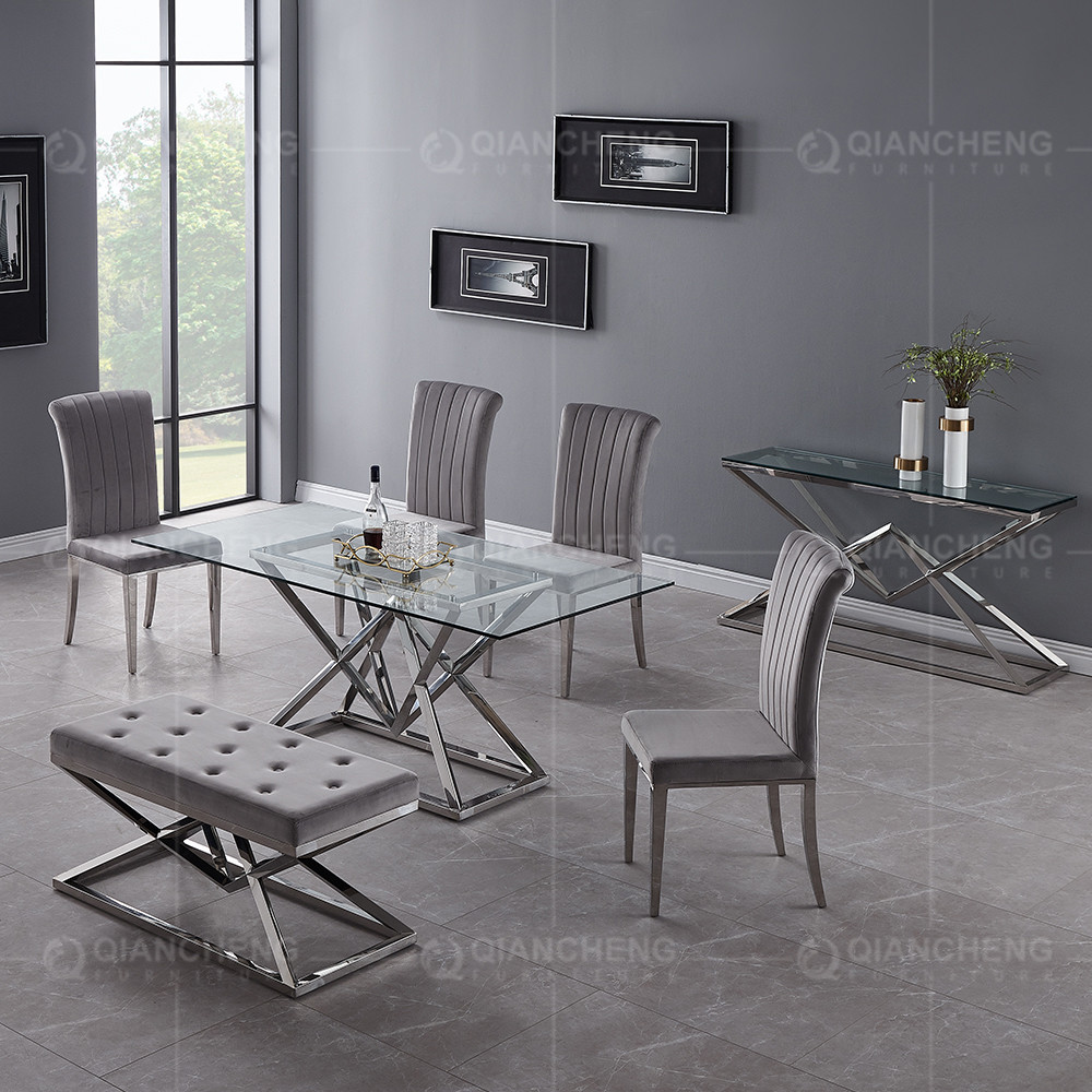 Glass Top 200x45x45cm Stainless Steel TV Stand For Living Home