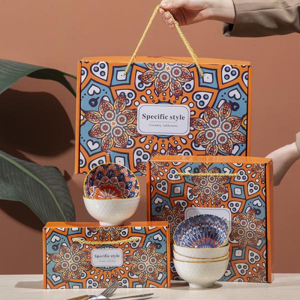 Dinnerware Type Bowls Bohemian Ceramic Bowl Set Kitchen Dinnerware Plate Gift