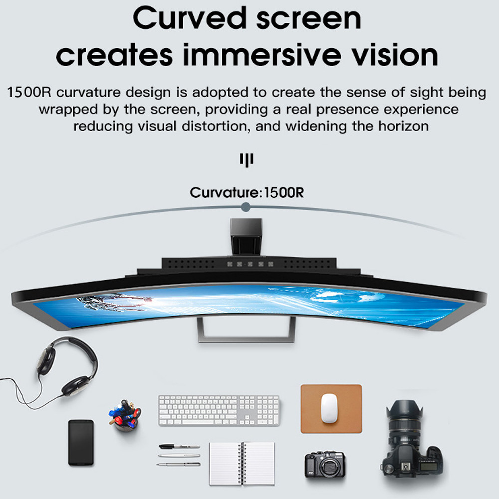 43 Inch 4K Curved Touch Screen Monitor Panel With LED Strip Bezel