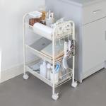 Rustproof 3 Tier Stainless Steel Cart , 10kg Bearing Steel Basket Trolley