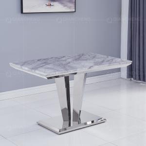 Quality Small Rectangle 130x90x75cm SS Dining Tables Artifial Grey Marble Top For Kitchen wholesale