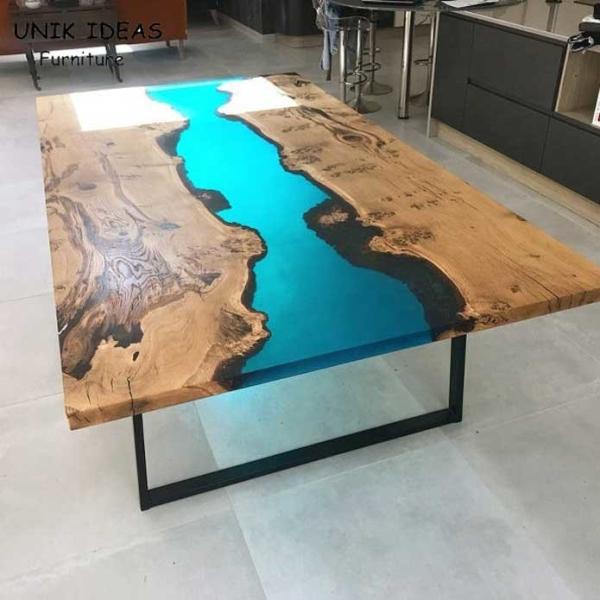 Epoxy Resin Live Edge River Wood Plank Dining Table Counter Desk Top Home