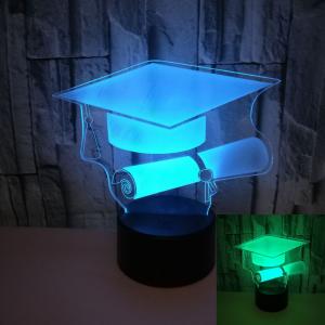 Quality New bachelor hat 3D night lights custom OEM sign picture Graduate gift 3D small table lamp wholesale