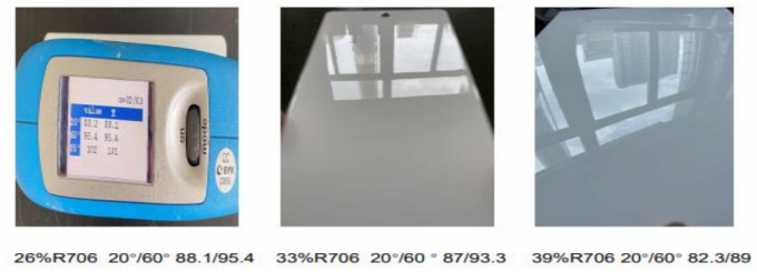 The measured paint film properties
